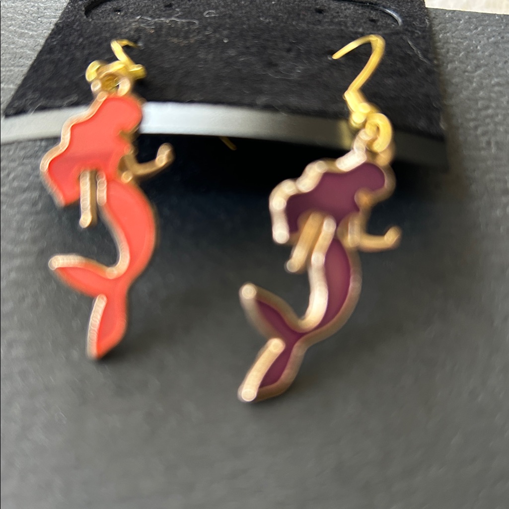 Charming Gold And Purple Mermaid Earrings